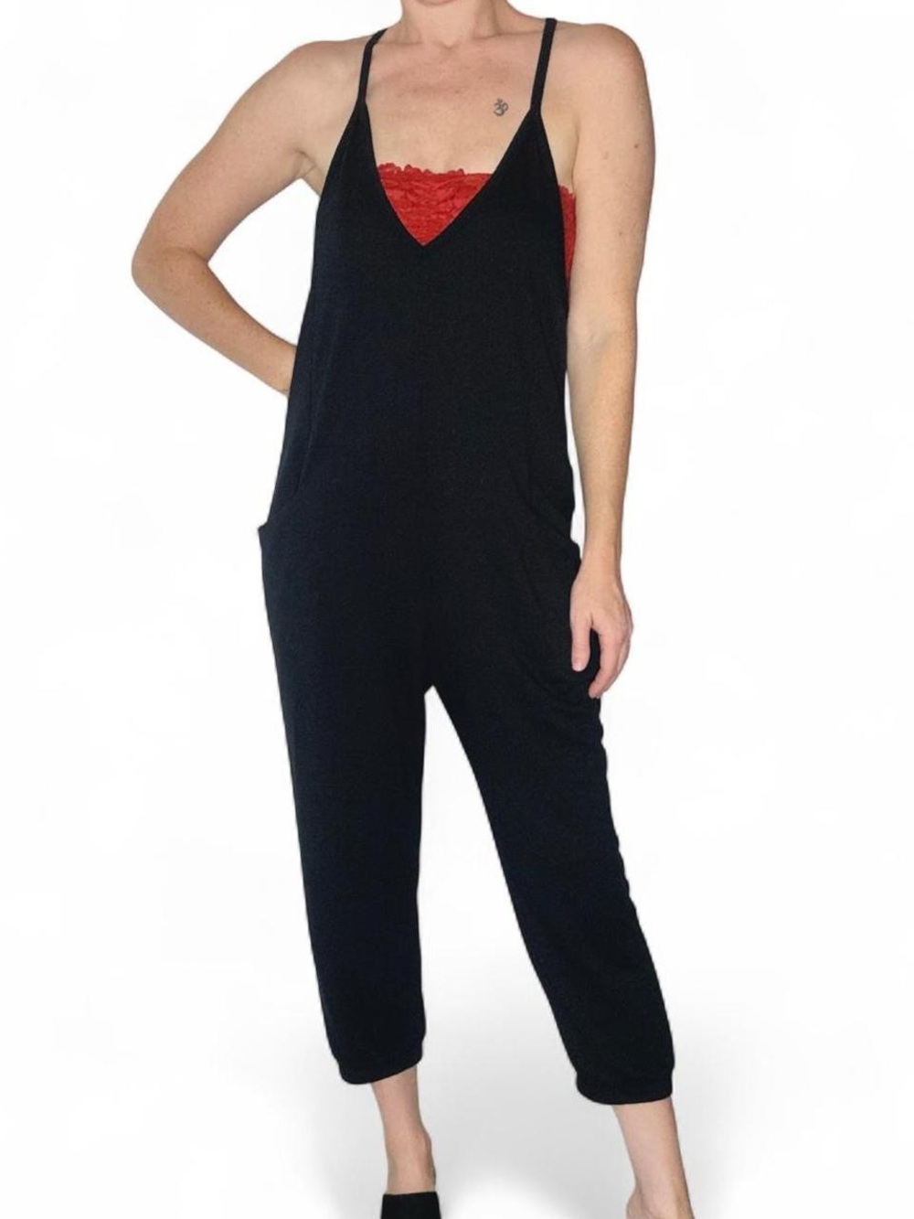 Wild Fable Black Casual Athletic Cropped Sleeveless Jumpsuit